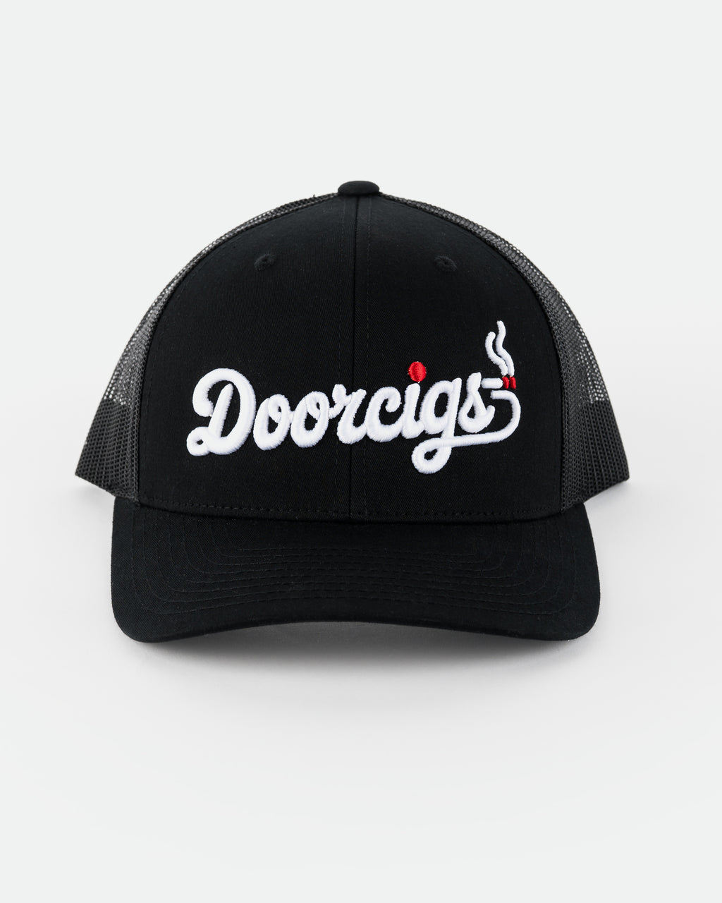 Product photo of modern luxury streetwear hat by Doorcigs on white backdrop.