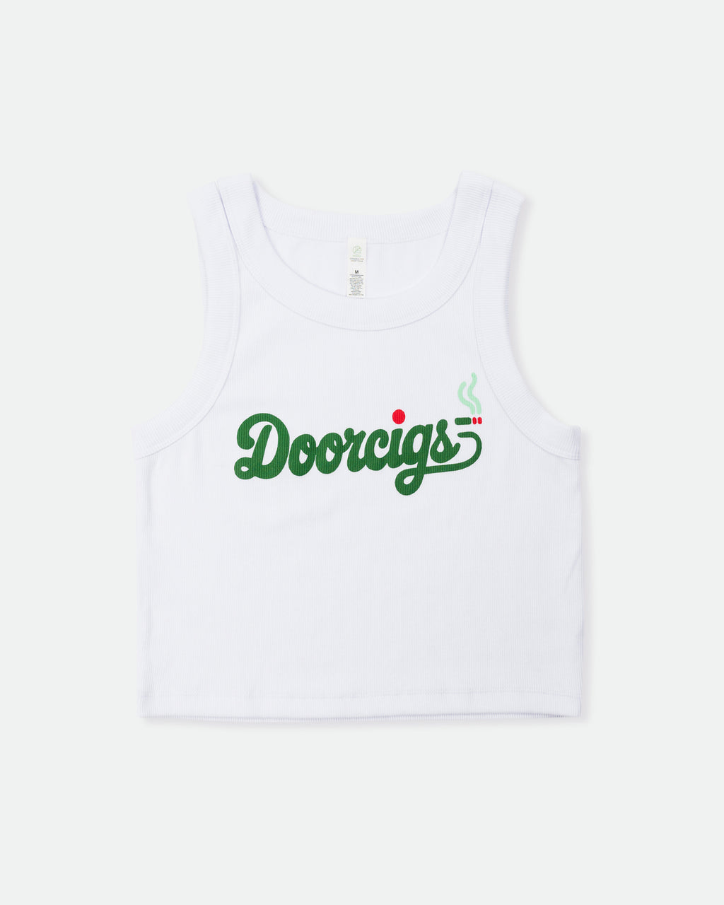 Product photo of Doorcigs luxury streetwear crop tank for women — minimalist design.