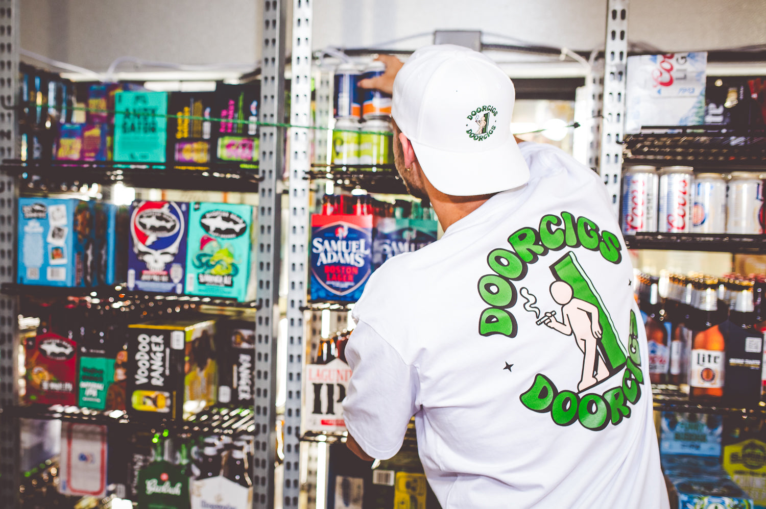 men’s retro streetwear snapback on a beer run